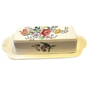 Copeland Spode "Romney" Covered Butter Dish 8.25" England Vintage Floral
